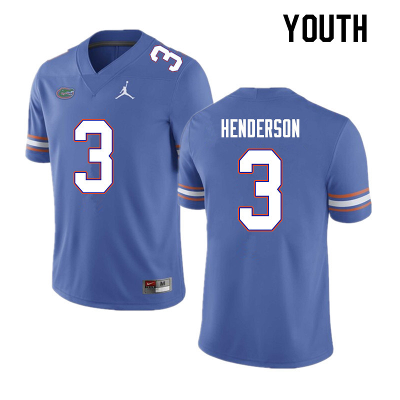 Youth #3 Xzavier Henderson Florida Gators College Football Jerseys Sale-Blue - Click Image to Close